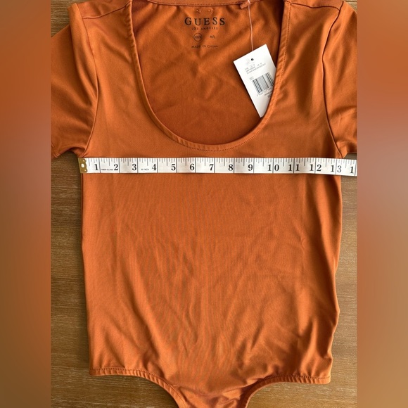 Guess Orange Scoop Neck Short Sleeve Ania Seamless Bodysuit NWT - Picture 7 of 11